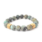 Turquoise Bracelet | Matte African + Gold Rings