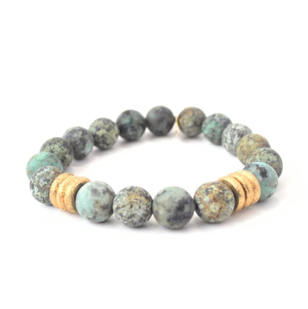 Turquoise Bracelet | Matte African + Gold Rings