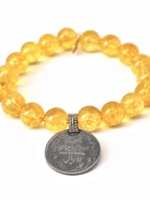 Citrine Crystal Bracelet | Honey + Silver Coin Bracelet