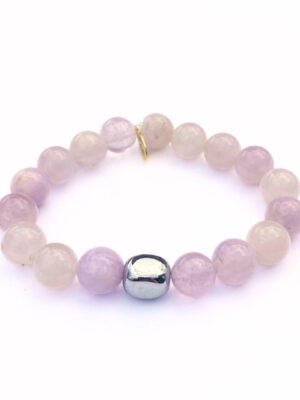 Lavender Amethyst Bracelet | Gunmetal Hematite