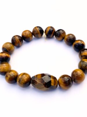 Tiger Eye Crystal Bracelet | Faceted + Tiger Eye Center Stone