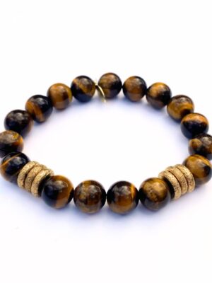 Tiger Eye Crystal Bracelet | Gold Rings