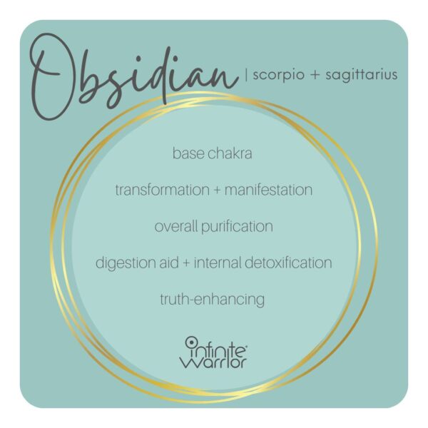 Obsidian Crystal Bracelet | Green + Gold Rings