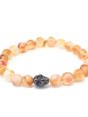 Citrine Bracelet | 8mm with a Hematite Skull