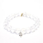 Clear Quartz Crystal Bracelet | Faceted + Silver Cross