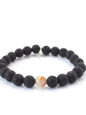 November Birthstone Crystal Bracelet | 8mm Citrine + Lava