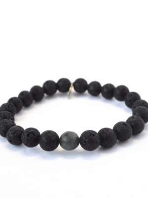 October Birthstone Stone Bracelet | 8mm Lava + Fancy Jasper