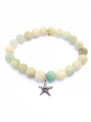 Aquamarine Bracelet | Matte + Silver Starfish