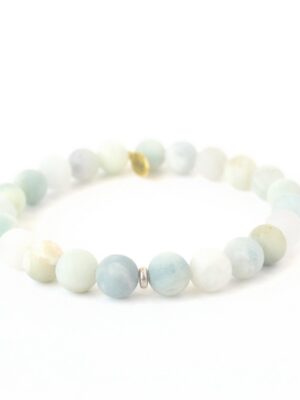 Matte Aquamarine Crystal Bracelet | Sterling Silver Ring