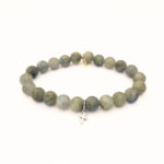 Matte Labradorite Crystal Bracelet | Silver Cross Charm