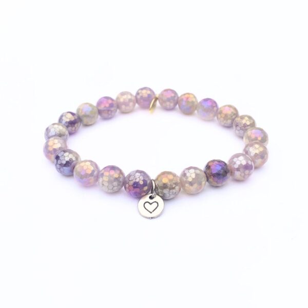 Mystic Amethyst Crystal Bracelet | Silver Heart Charm
