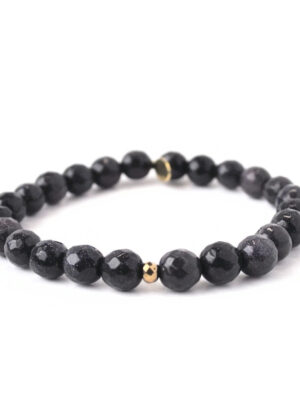 Goldstone Crystal Bracelet | Navy + Sparkle Bead