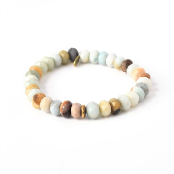 Amazonite Crystal Bracelet | Rondel + Brass