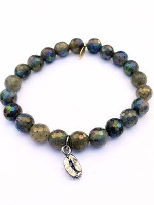 Unicorn Labradorite Crystal Bracelet | Silver Coffee Bean