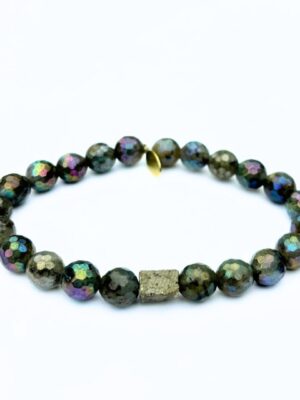 Unicorn Labradorite Crystal Bracelet | Pyrite Center Stone