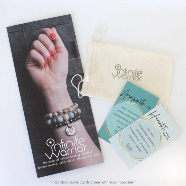 Hematite Crystal Bracelet | 8mm Gunmetal + Silver Dog Bone