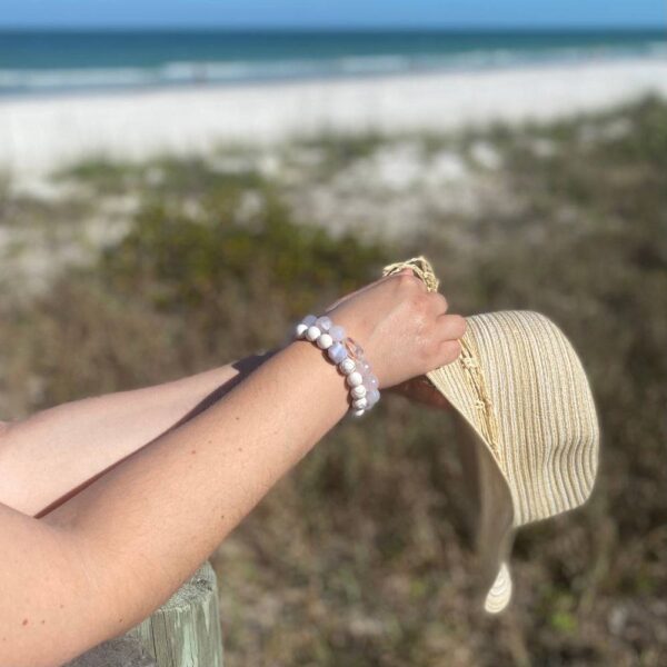 Howlite Bracelet | Blue Lace Agate Center Stone