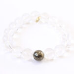 Clear Quartz Crystal Bracelet | Polished + Pyrite