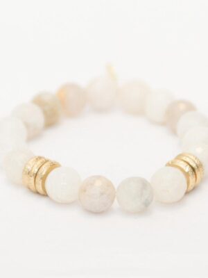 Moonstone Crystal Bracelet | Cream + Gold Rings