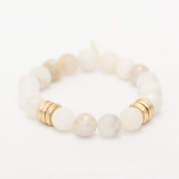 Moonstone Crystal Bracelet | Cream + Gold Rings