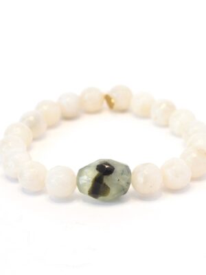 Cream Moonstone Bead Bracelet | Prehnite