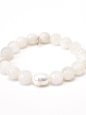 Cream Moonstone Bead Bracelet | Pearl