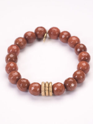Goldstone Crystal Bracelet | Orange + Gold Rings