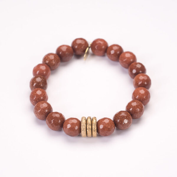 Goldstone Crystal Bracelet | Orange + Gold Rings