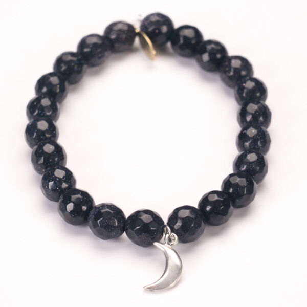 Goldstone Crystal Bracelet | Sterling Silver Moon