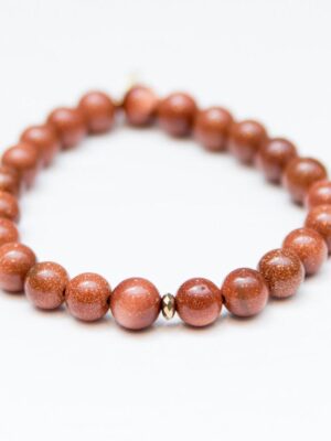 Goldstone Crystal Bracelet | Burnt Orange + Gold Bead