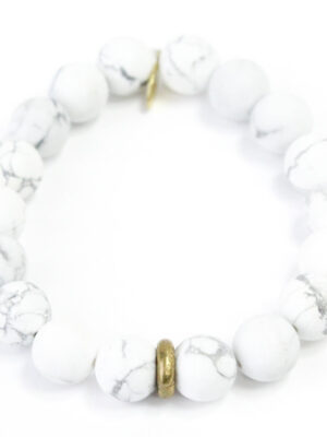 Howlite Crystal Bracelet | Brass Ring