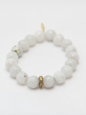 Moonstone Crystal Bracelet | Brass Ring