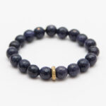 Goldstone Crystal Bracelet | Navy + Brass Ring