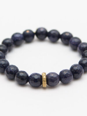 Goldstone Crystal Bracelet | Navy + Brass Ring