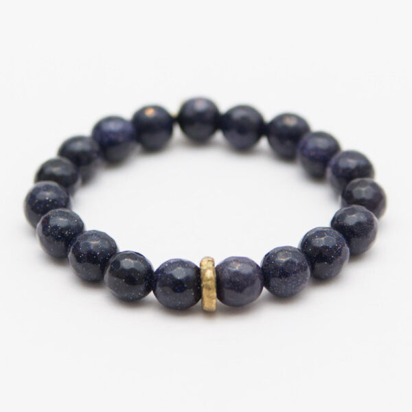 Goldstone Crystal Bracelet | Navy + Brass Ring