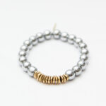 Platinum Hematite Bracelet + Vintage Brass Row